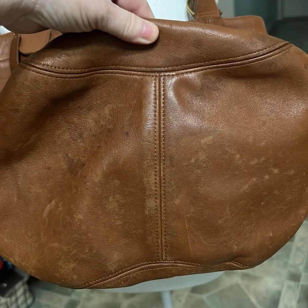 VTG COACH tote bucket bag naturally aged brown leather DYI beauty flawed gem - Picture 16 of 17